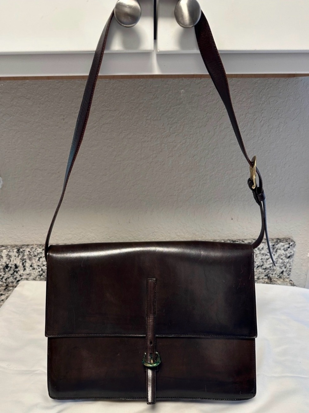 Classic Dark Brown Leather Messenger Bag - Men